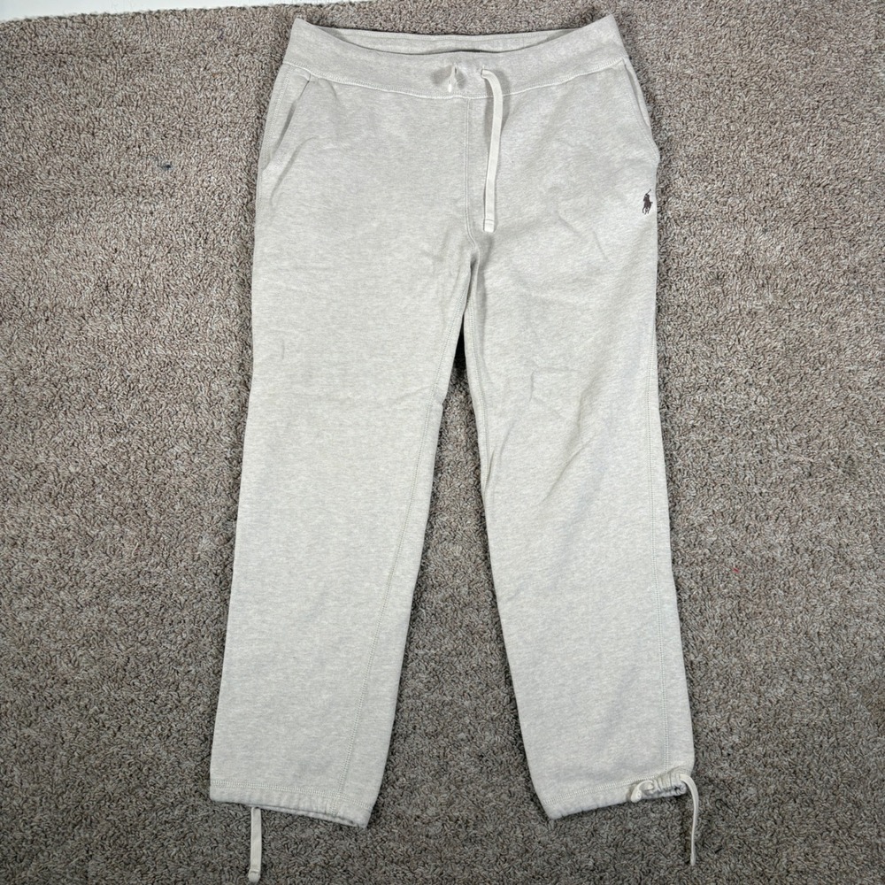 Polo Ralph Lauren Mens Oatmeal Heather Fleece Drawstring Hem Sweatpants Size M